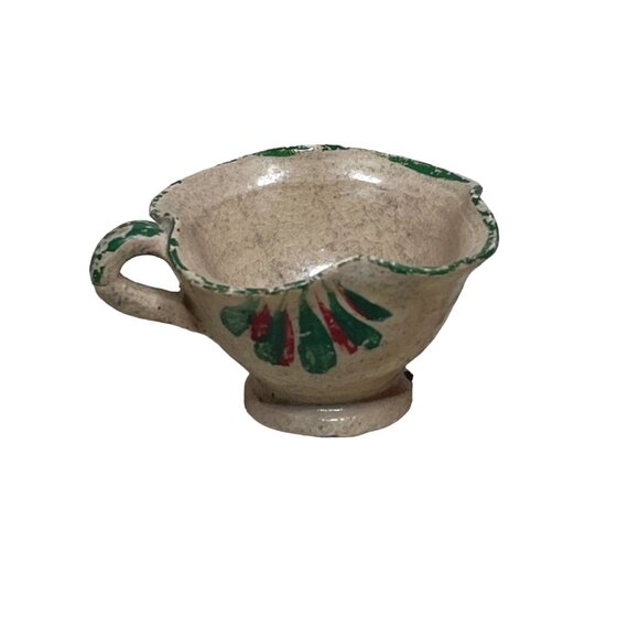Vintage Rustic Handmade Mexican Pottery Miniature Cup & Saucer - Picture 6 of 9